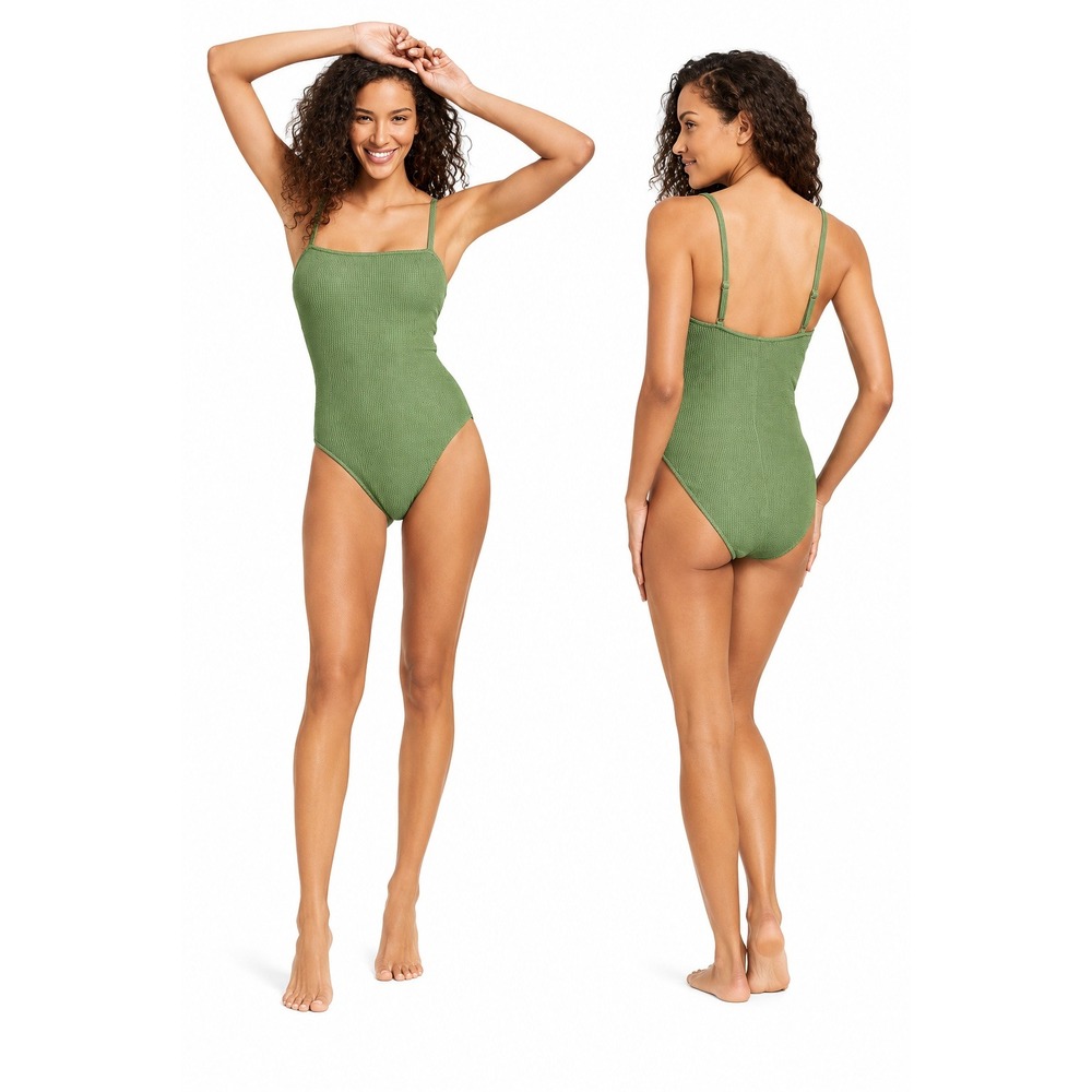 Women's One Piece Swimsuit by Shade & Shore Pucker Green XS New With Tags